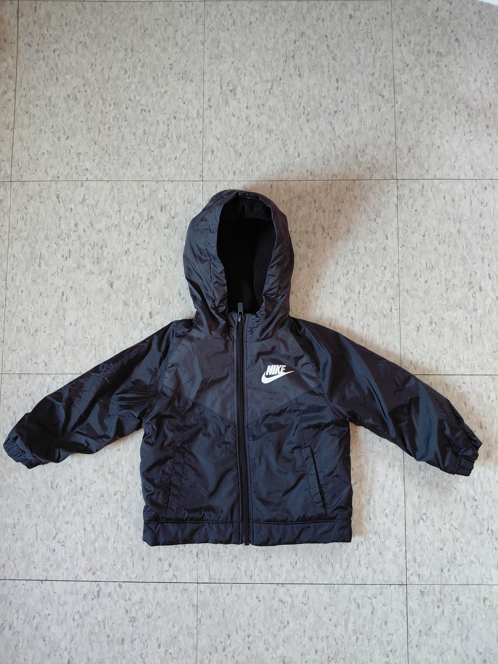 Nike Fleece Lined Windrunner Jacket Black Out Wear Toddler Boy Sz M